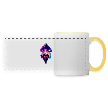 Motorcycle Motorcyclist Motorcross Motorcycle Fan - Panoramic Mug - white/yellow - Front