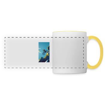 Vélo de descente - Mug panoramique contrasté et blanc - blanc/jaune - Devant