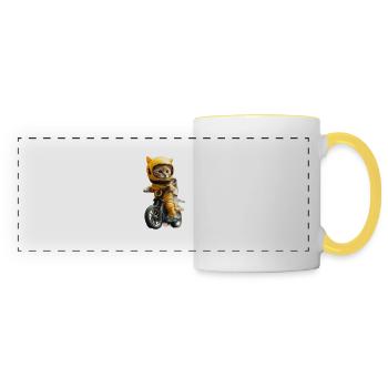 Katze Astronaut Haustier Geschenk - Panoramatasse - Weiß/Gelb - Vorne