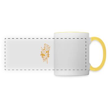 Miel en nid d’abeille Abeille Abeille Amour - Mug panoramique contrasté et blanc - blanc/jaune - Devant