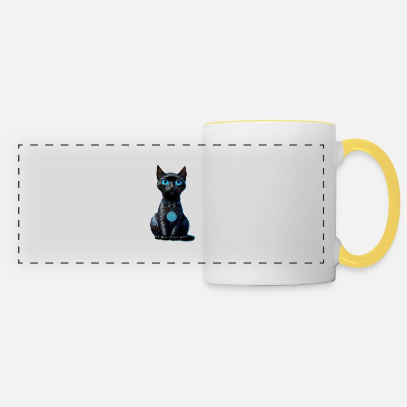 Cat of the Moon - Panoramic Mug - white/yellow