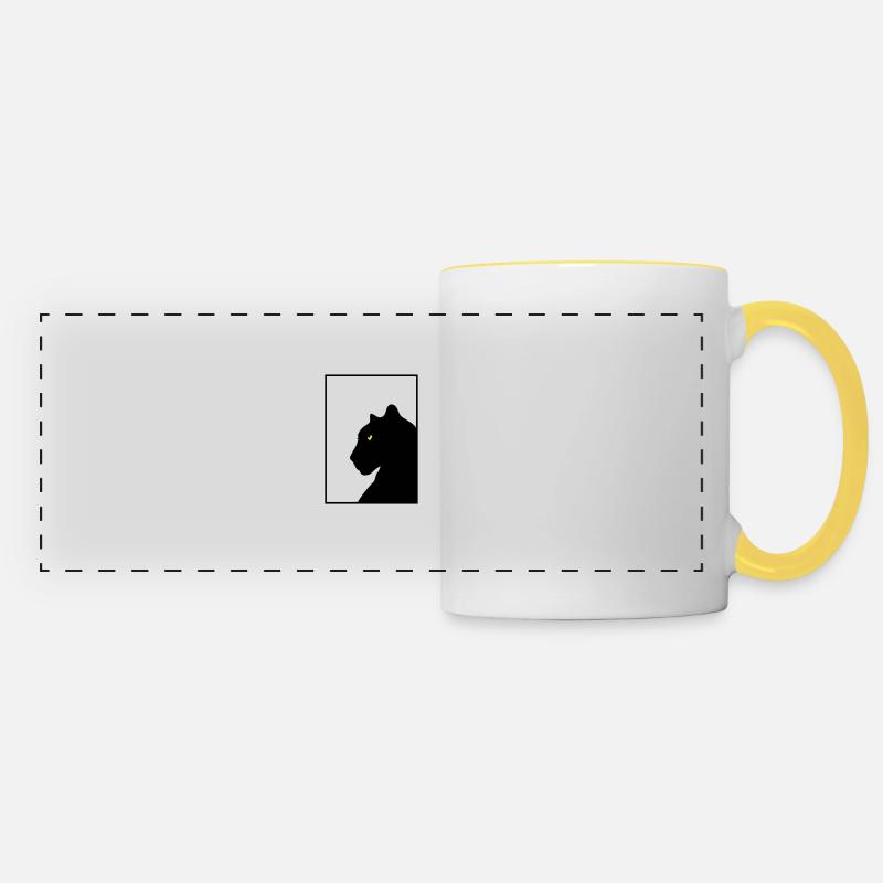 Panther black frame - Panoramic Mug - white/yellow