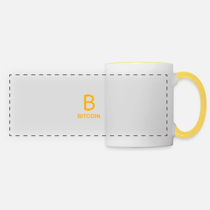 BTC-Bitcoin Logo - Panoramatasse - Weiß/Gelb