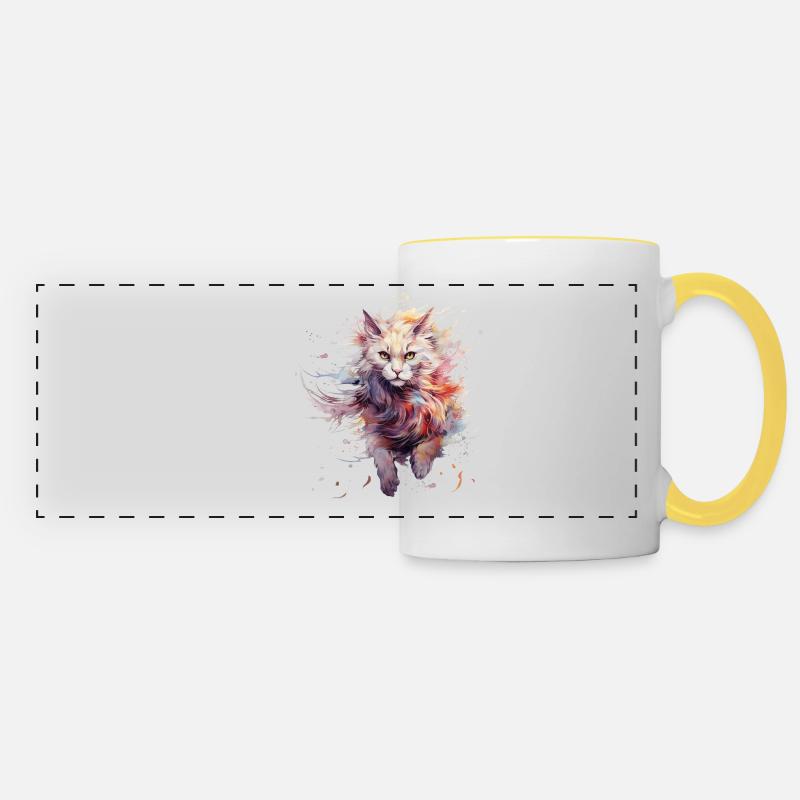 Fearless Cat - Panoramic Mug - white/yellow