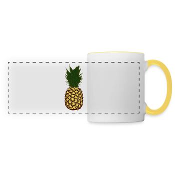 Vacances du festival d’été de l’ananas - Mug panoramique contrasté et blanc - blanc/jaune - Devant