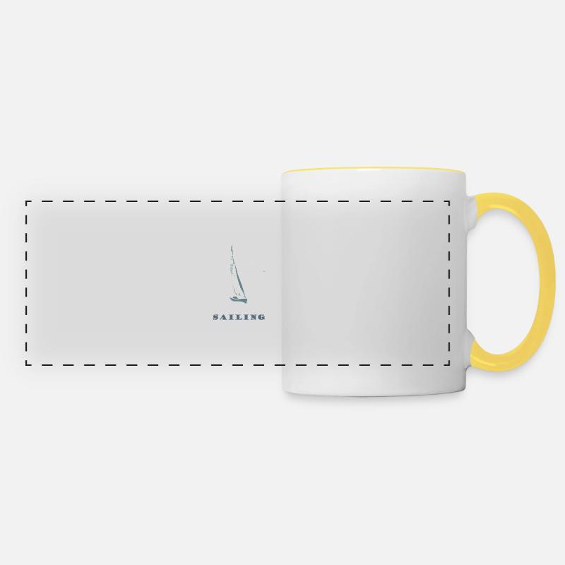 sailboat,sea,maritim,gift,cool,trend - Panoramic Mug - white/yellow