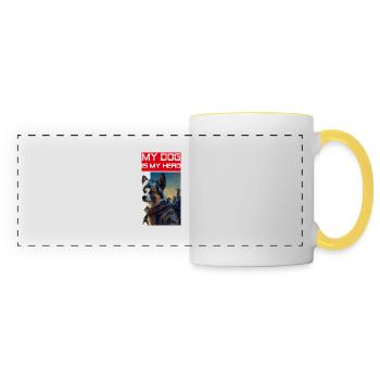 Is your dog also your personal hero? - Panoramic Mug - white/yellow - Front