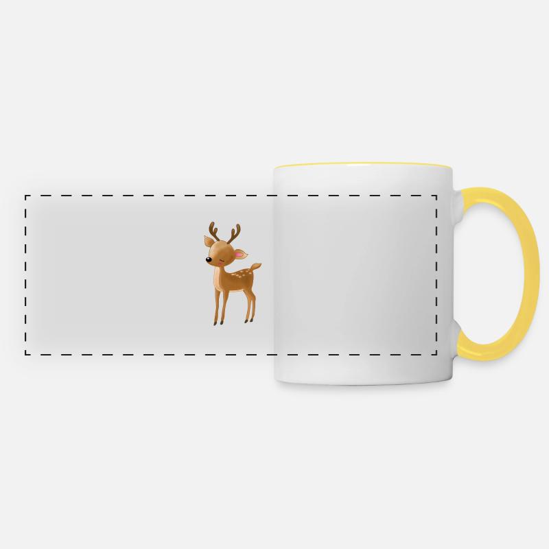 Small deer - Panoramic Mug - white/yellow