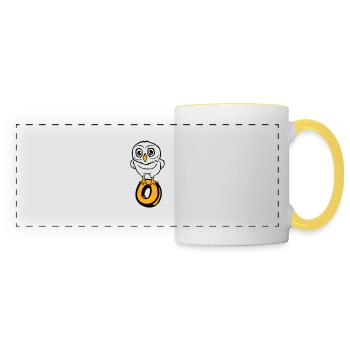 hibou lettre o hibou anglais ABC apprendre oiseau hibou aigle hibou - Mug panoramique contrasté et blanc - blanc/jaune - Devant