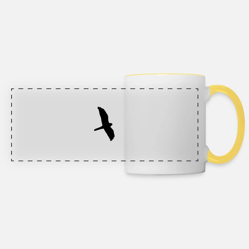 Pale harrier silhouette - Panoramic Mug - white/yellow