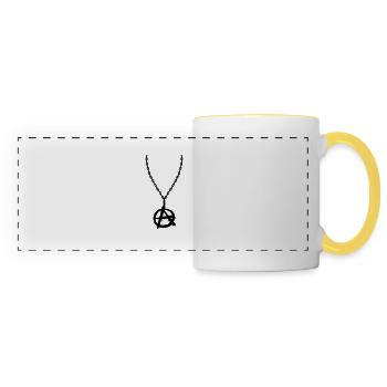 Jewelry necklace anarchy symbol - Panoramic Mug - white/yellow - Front