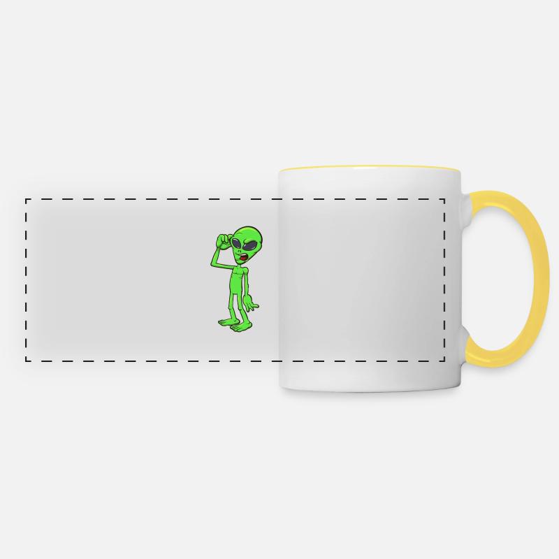 Confused Alien - Panoramic Mug - white/yellow
