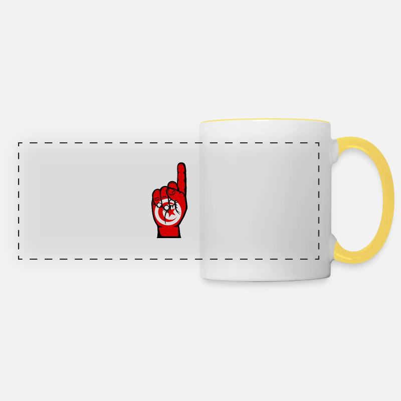 Drapeau tunisien numéro 1 - Mug panoramique contrasté et blanc - blanc/jaune