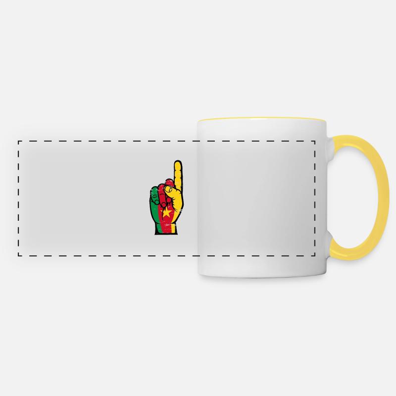 Drapeau du Cameroun numéro 1 utilisé - Mug panoramique contrasté et blanc - blanc/jaune