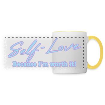 Self Love because I'm worth it Selbstliebe - Panoramic Mug - white/yellow - Front