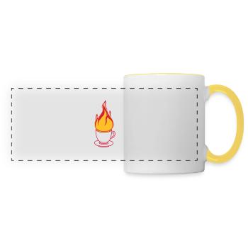 kaffee tee tasse kuchen trinken durst cafe lecker - Panoramatasse - Weiß/Gelb - Vorne