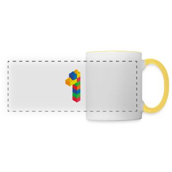 Niedliches Blockgebäude 1. Geburtstagsgeschenk 1 Jahr alt - Panoramatasse - Weiß/Gelb - Vorne