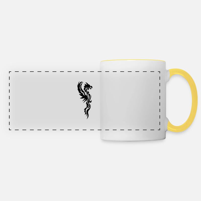 tribal dragon - Panoramic Mug - white/yellow