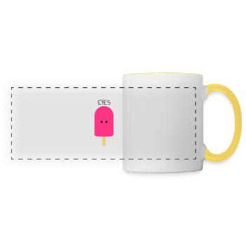 Yeux / Eskimo Limon / crème glacée / soleil d'été T-shirt - Mug panoramique contrasté et blanc - blanc/jaune - Devant