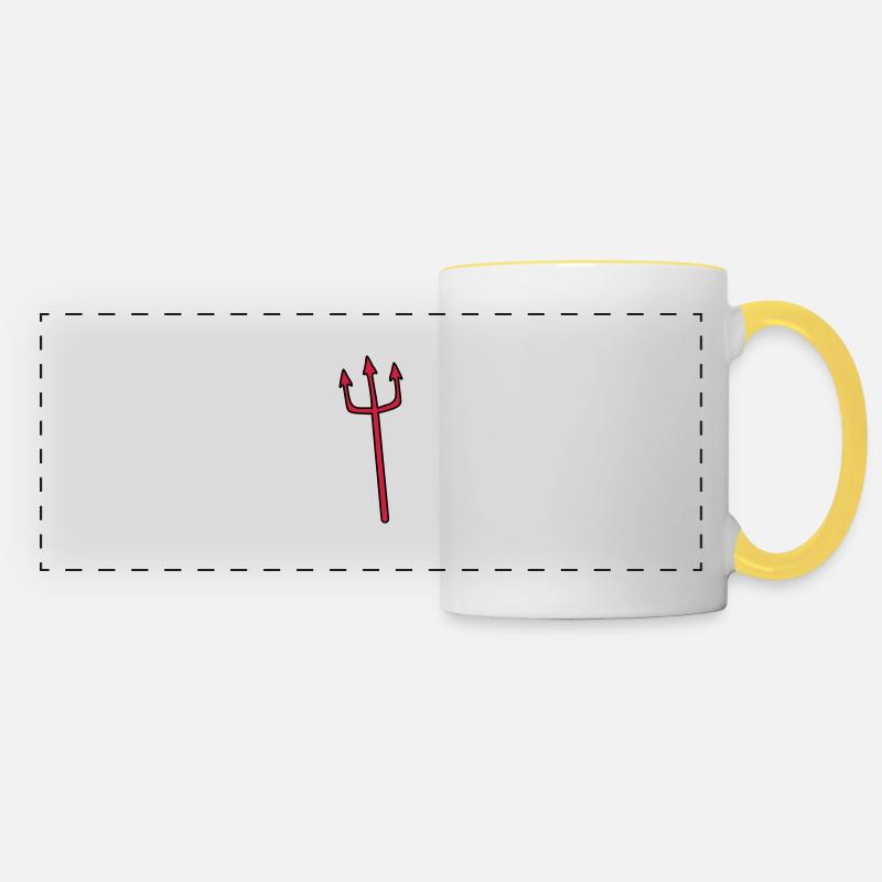 Devil Trident weapon lancing - Panoramic Mug - white/yellow