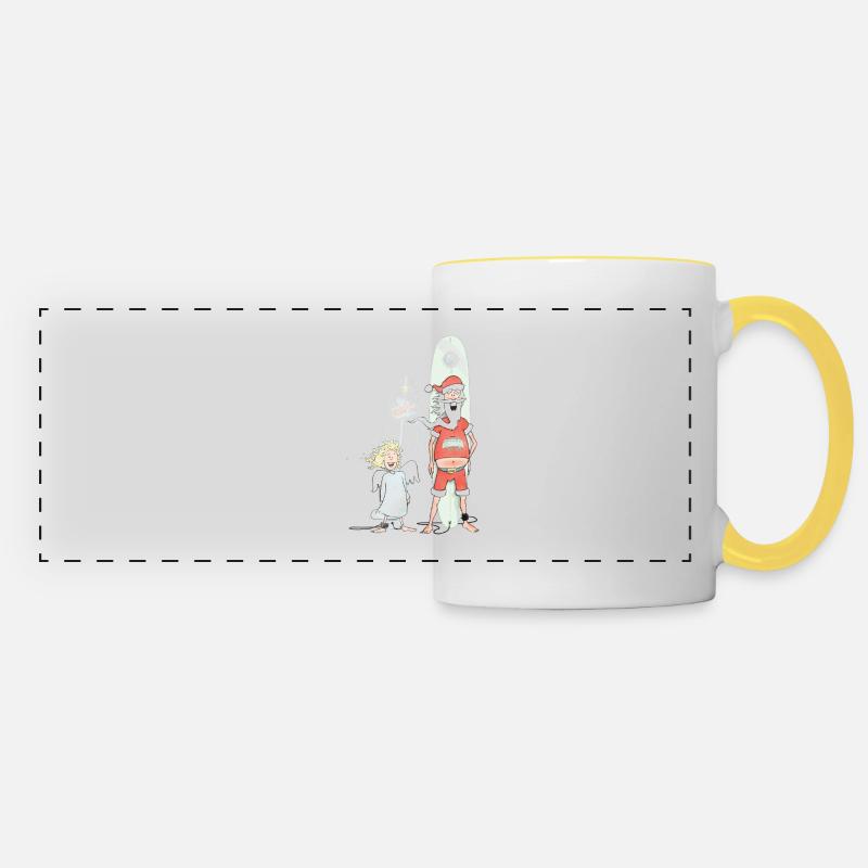 surfing xmas - Panoramic Mug - white/yellow