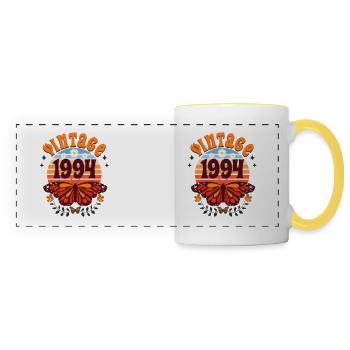 Papillon Année 1994 Femme 30 Ans Anniversaire - Mug panoramique contrasté et blanc - blanc/jaune - Devant