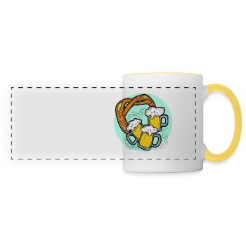 Octoberfest beer party. Beer mug and Brezel. - Panoramic Mug - white/yellow - Front