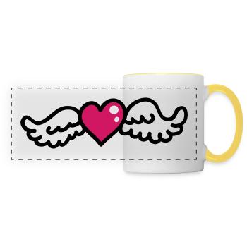 Heart Wings 3 - Panoramic Mug - white/yellow - Front