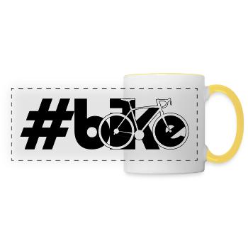 Vélo de course - Mug panoramique contrasté et blanc - blanc/jaune - Devant