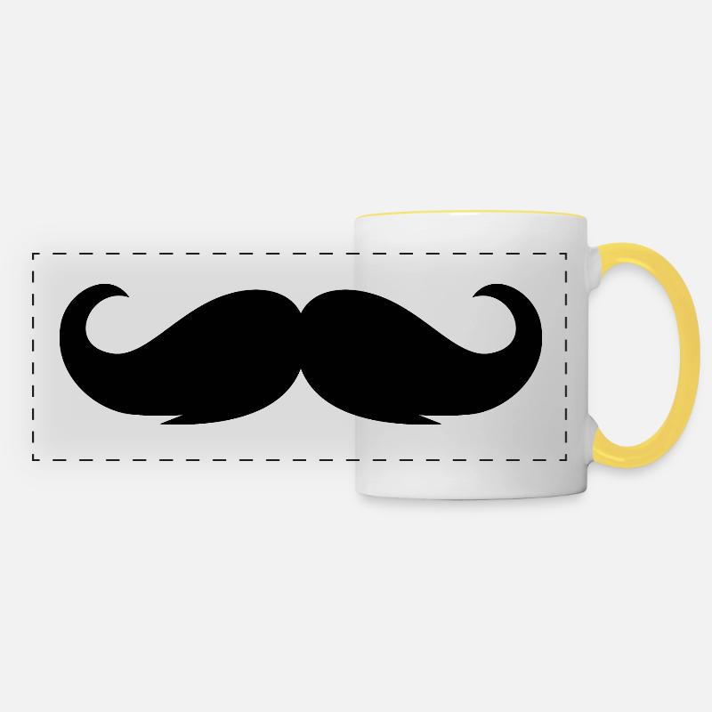 Moustache - Mug panoramique contrasté et blanc - blanc/jaune