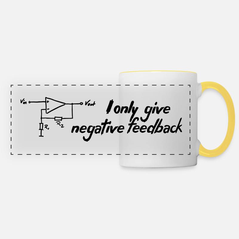 Je donne seulement la rétroaction négative - Mug panoramique contrasté et blanc - blanc/jaune