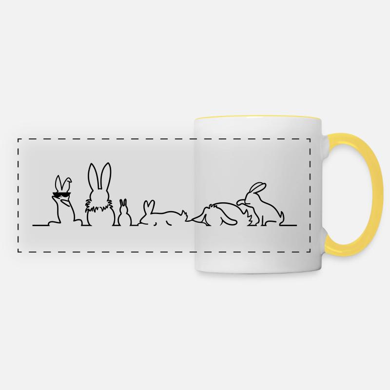rabbits bande - Panoramic Mug - white/yellow