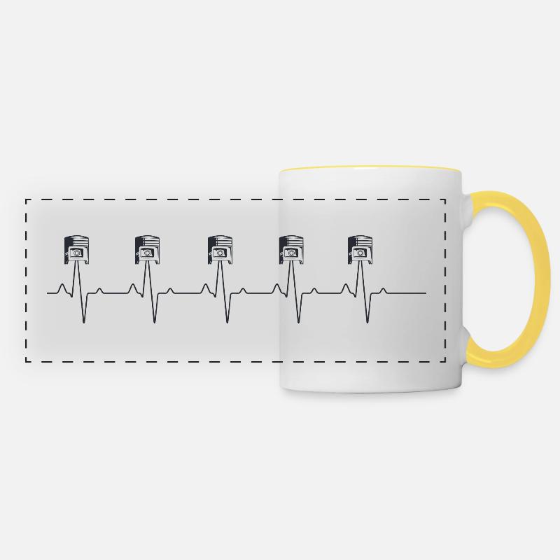 Battement de coeur de piston - Mug panoramique contrasté et blanc - blanc/jaune