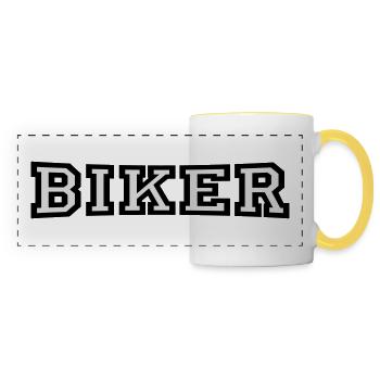 Biker - Panoramic Mug - white/yellow - Front