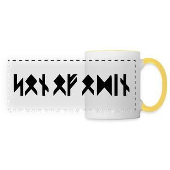 Fils d'Odin - en runes - Mug panoramique contrasté et blanc - blanc/jaune - Devant