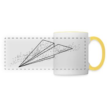 Nuée d'avion - Mug panoramique contrasté et blanc - blanc/jaune - Devant