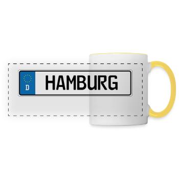 License plate Hamburg - Panoramic Mug - white/yellow - Front