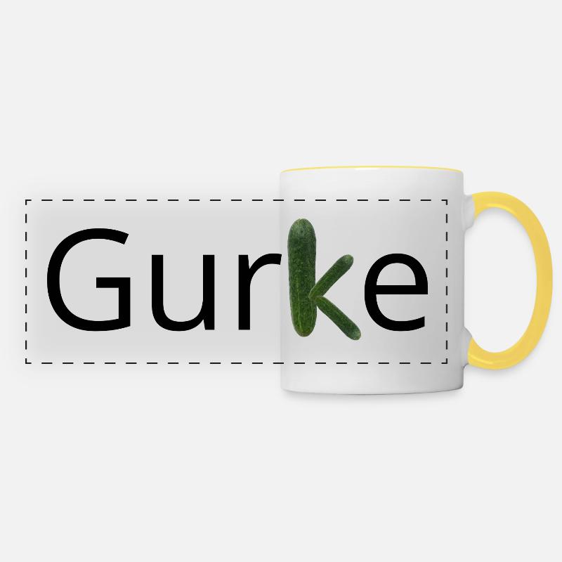 Gurken-Motiv - Panoramatasse - Weiß/Gelb