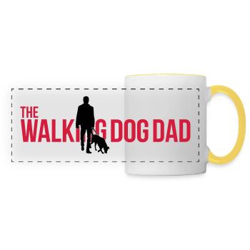 Le père chien qui marche - Mug panoramique contrasté et blanc - blanc/jaune - Devant