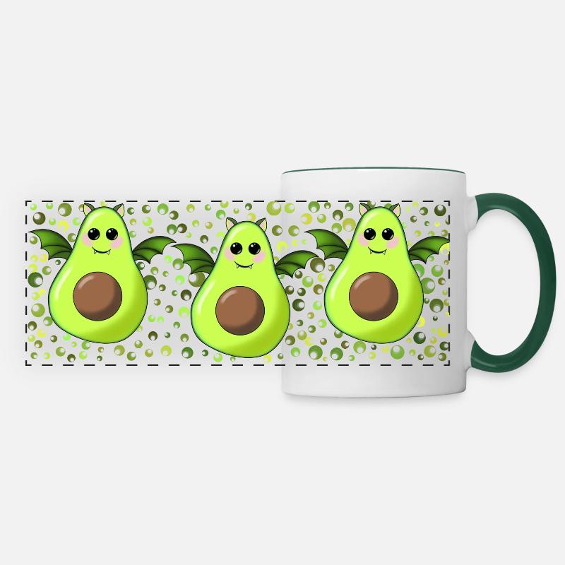 Bat avocado mug motif - Panoramic Mug - white/dark green