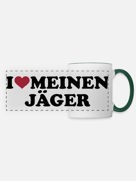 Jäger - Panoramatasse - Weiß/Dunkelgrün