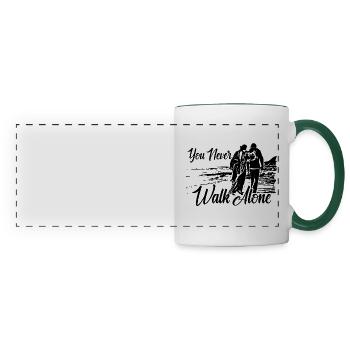 Tu ne marches jamais seul - Mug panoramique contrasté et blanc - blanc/vert foncé - Devant