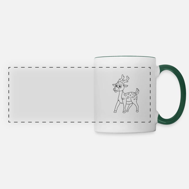 Roe deer, deer, deer, gift - Panoramic Mug - white/dark green