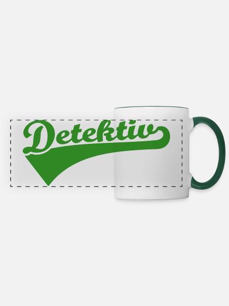 Detektiv - Panoramatasse - Weiß/Dunkelgrün