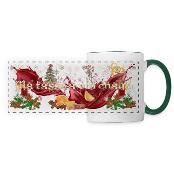 Ma tasse à vin chaud - Mug de Noël pour vin chaud - Mug panoramique contrasté et blanc - blanc/vert foncé - Devant