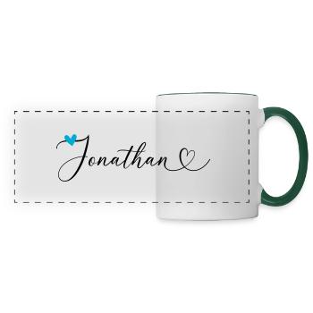 Jonathan Name Vorname Kalligrafieherz - Panoramatasse - Weiß/Dunkelgrün - Vorne