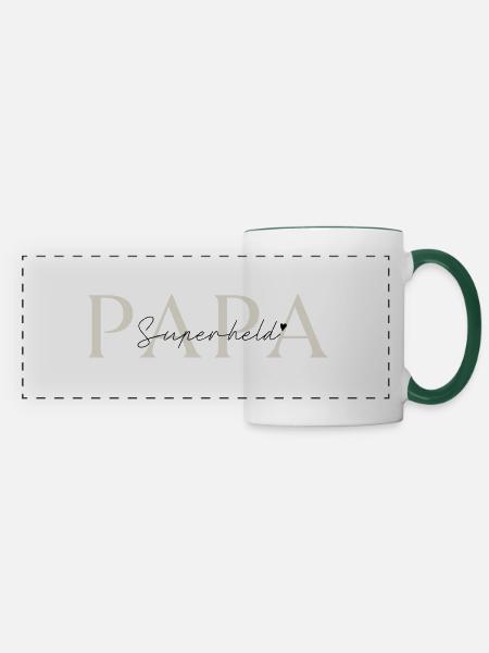 Papa Geschenk für Väter Superheld - Panoramatasse - Weiß/Dunkelgrün