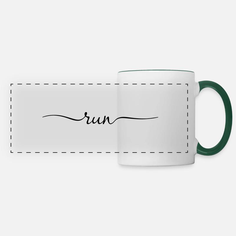 Écriture manuscrite de lettrage RUN - Mug panoramique contrasté et blanc - blanc/vert foncé