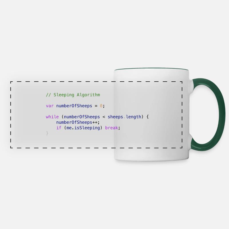 Programmers code sheep count logic - Panoramic Mug - white/dark green