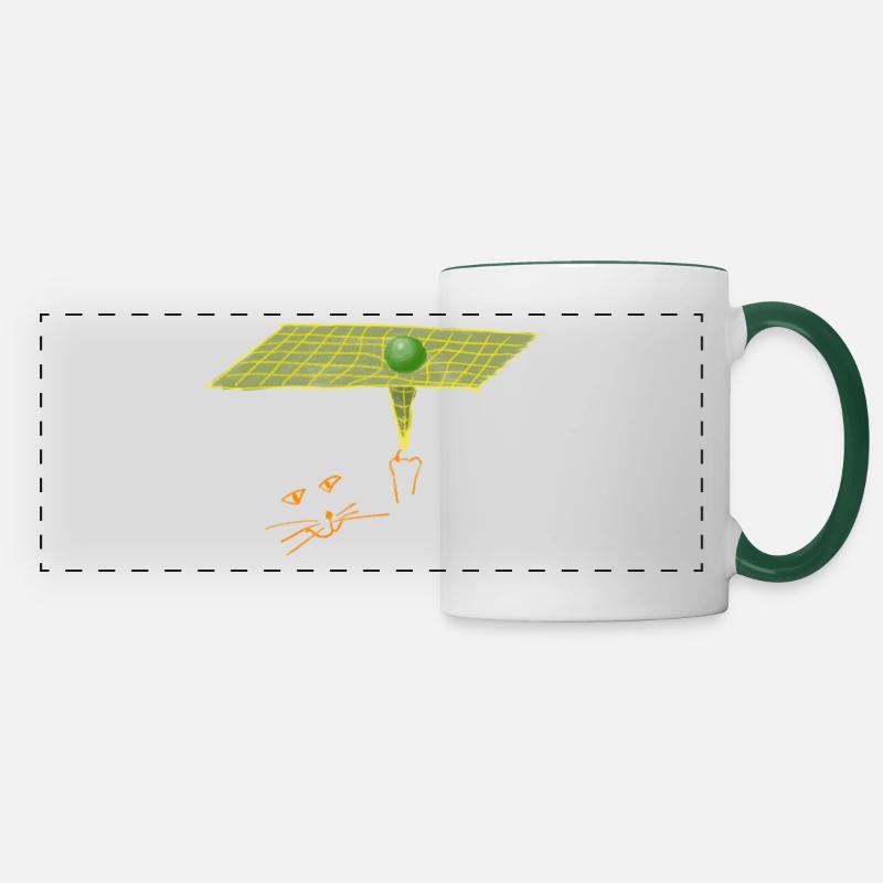 The Great Cosmic Cat and Space-Time - Panoramic Mug - white/dark green